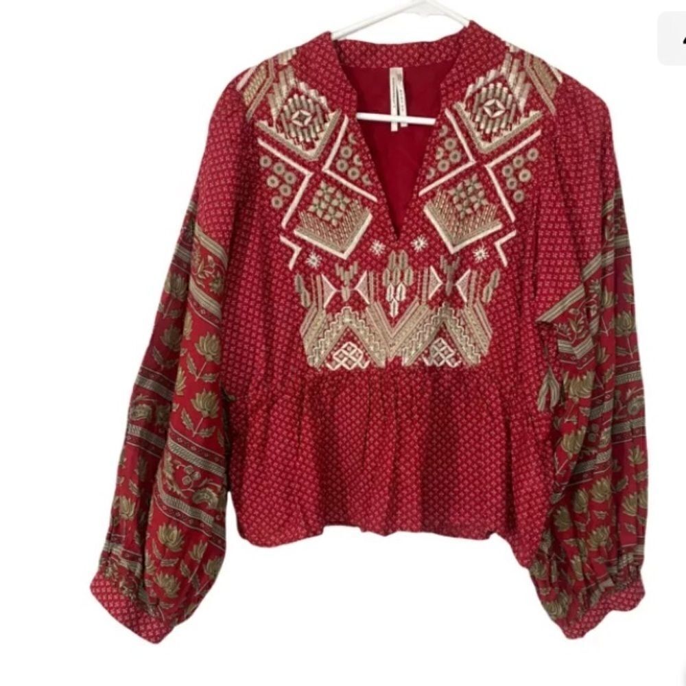 Anthropologie  Keira Embroidered Peplum Long sleeve blouse •sold out• - Picture 4 of 9